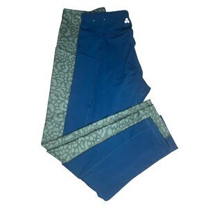 Bundle Tek Gear Womens High-Waisted Blue & Green Patterned Leggings Size Medium
